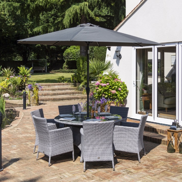 6 Seat Round Dining Set with FREE PARASOL - Image 2
