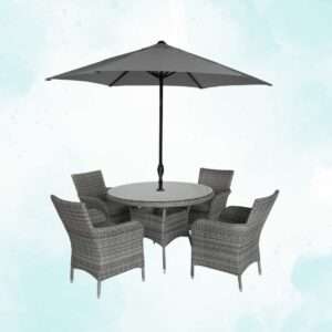 Biarritz 4 Seat Dinning Set With Free 2.2M Parasol