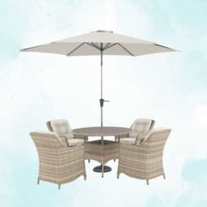Lomond 4 Seat Dining Set with FREE Parasol & Base