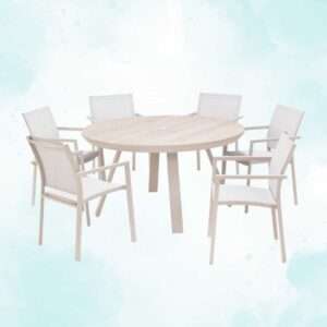 Urbanite 6 Seat Round Dinning Set with FREE Parasol
