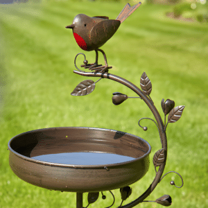 Robin and Leaf Bird Bath