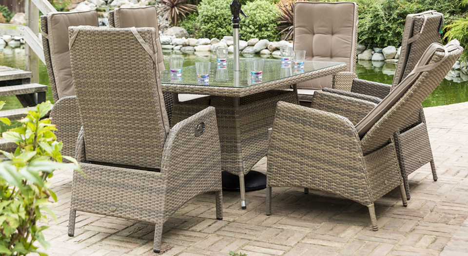 Classic Reclining 6 Seat Rectangle Set Caulders Garden Centres