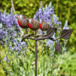 Trio of Robins Plant Stake